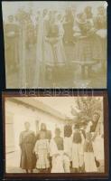 cca 1900-1920 Vidéki népviseletek, emberek, 5 db fotó, 9×11,5 cm