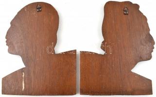 Pár. 2 db fa faragású fali dísz. 24 cm