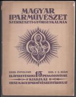 1922-29 a Magyar iparművészet 3 lapszáma, 1922 1.-4. és 5.-7. sz. valamint 1929 1.-2. sz. Nagyon gazdagon illusztrált, többek közt egy Gorka Géza mű reprodukciójával. Papírkötés, 1929-es sz. borítója sérült és elvált.