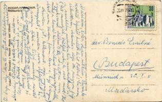 Modor-Harmónia, Modor, Modra; Restaurácia / étterem, vendégek és pincérek a kertben. Ján Trnovsky ki...