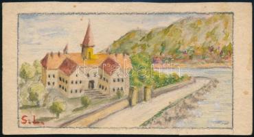 4 db jelzés nélküli színész karikatúra. Vegyes technika, 9x8 cm +  1 db akvarell. 6,5x12 cm