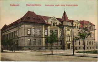 Budapest VIII. Tisztviselőtelep, Elnök utcai polgári leány és elemi iskola, villamos