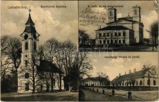 1927 Lovasberény, Kastélybeli kápolna, Római katolikus iskola templommal, Gazdasági hivatal és zárda. Hangya kiadása (EK)