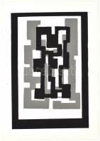 Frank Magda (1914-1997): Kompozíció szürkében. Szitanyomat, papír, jelzett, gyűrődéssel, kis tollfoltokkal, 50x35 cm