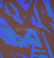 Németh János (1936-): Barna-kék formák. Szitanyomat, papír, jelzett, E.A. művészpéldány, 20x20 cm