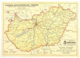cca 1930 Csonka-Magyarország vasúti térképe 49x34 cm