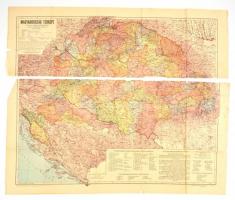 cca 1930 Magyarország térképe a trianoni határokkal .s az M. kir. Államrendőrség kerületeivel. két részre szakadva. 70x46 cm