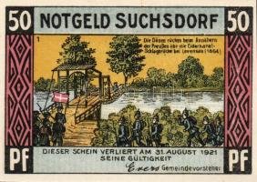 Német Birodalom/Weimari Köztársaság/Suchsdorf 1921. 25Pf (4x) minf klf + 50Pf (4x) mind klf, komplet...