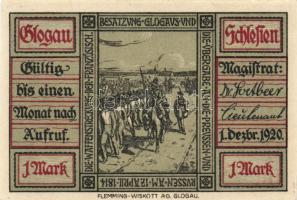 Német Birodalom/Weimari Köztársaság/Glogau 1920. 10Pf, 25Pf, 50Pf, 75Pf, 1M komplett sor T:I Összesen 5klf db!