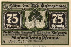 Német Birodalom/Weimari Köztársaság/Lähn DN 25Pf, 50Pf, 75Pf, 1M, 1,5M komplett sor T:I Összesen 5kl...