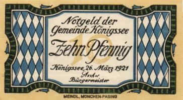 Német Birodalom/Weimari Köztársaság/Königsee 1921. 10Pf, 20Pf, 25Pf komplett sor T:I Összesen 3klf db!