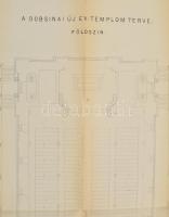 1866 A Dobsinai úf ev. templom terve. Benkó Károly építész által jegyezve. 47x66 cm hajtásnyomokkal....