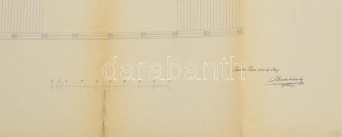 1866 A Dobsinai úf ev. templom terve. Benkó Károly építész által jegyezve. 47x66 cm hajtásnyomokkal....