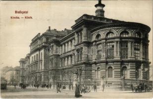 1911 Budapest VIII. Üllői úti klinikák a Mária utca sarkán, villamos