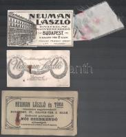 cca 1900-1910 Neuman László Divatkelme Nagykereskedő Budapest Kálvin tér 2. 3 db szövetanyagot bemutató reklámja