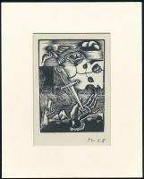 Molnár C. Pál (1894-1981): Ilusztráció. Fametszet, papír, paszpartuban, utólagos jelzéssel, 12×8,5 cm