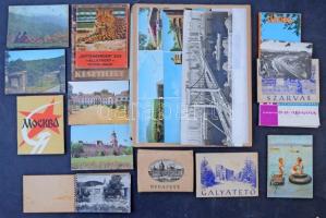 11 db MODERN nagy alakú város képeslap + 13 kis méretű leporello / 11 modern big sized Hungarian town-view postcards + 13 small sized leporellos