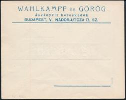 Wahlkampf és Görög ásványvíz kereskedők fejléces borítékja, rajta az Igmándi keserűvíz reklámjával