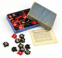 Osztrák szókirakó játék, eredeti dobozában és német nyelvű leírással, 12x9,5x2,5 cm