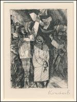 Kondor Béla (1931-1972): Előadás. Rézkarc, papír, utólagos jelzéssel, paszpartuban, 15×8 cm