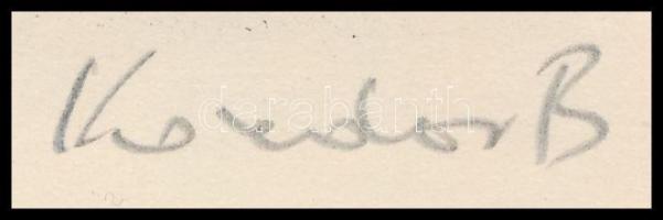 Kondor Béla (1931-1972): Előadás. Rézkarc, papír, utólagos jelzéssel, paszpartuban, 15×8 cm