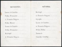 1867 Nagyszombat, táncrend jótékony célú táncvigalomra, kitöltetlen