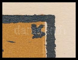 Kós Károly (1883-1977): Küküllővár, színes linómetszet, papír, jelzés nélkül, paszpartuban, 10x10 cm