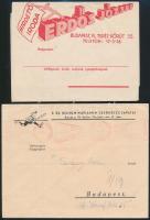 Fejléces, reklámos szórólapok és borítékok, 10 db (Steiner József és Fia, Vértes és Sebestyén Úri Di...