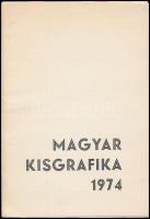 Magyar kisgrafika 1974. Mappa. 12 db ex libris és kisgrafika, kettő kivételével (Kondor Lajos, Rozanits Tibor) mind jelzett (Ágotha Margit, Bordás Ferenc, Fery Antal, Gyulai Líviusz, Reich Károly, Rékassy Csaba, Stettner Béla, Szabados Árpád, Varga Nándor Lajos), linó- és fametszetek papíron. Készült 600 számozott példányban, ez a 36. számú példány. Lapméret: 24×17 cm