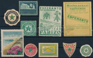 10 klf eszperantó levélzáró az 1920-1950 közötti időszakból