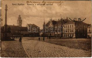 1920 Novy Bydzov, Radnice a obcanská zálozna / town hall, bank, shops. Ladislav Bohacek