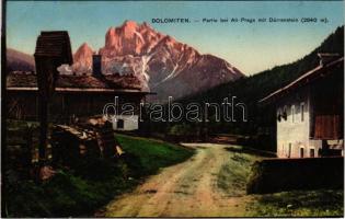 Braies, Prags (Südtirol); Dolomiten, Partie bei Alt-Prags mit Dürrenstein / street view, mountain. Gerstenberger & Müller 696.