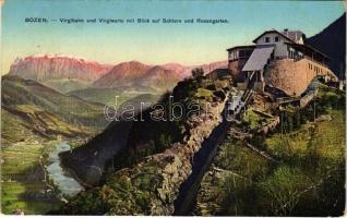 Bolzano, Bozen (Südtirol); Virglbahn und Virglwarte mit Blick auf Schlern und Rosengarten / funicular railway station. Gerstenberger & Müller 910. (EB)