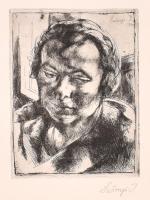 Szőnyi István (1894-1960): Női arckép. Rézkarc, papír, utólagos (?) jelzéssel. Hátoldalán "Szőn...