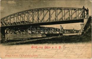 1899 Stein an der Donau (Krems an der Donau), bridge. Verlag v. F: Pölzl. F. Oesterreicher