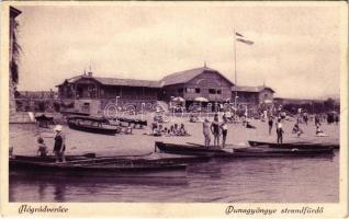 1930 Verőce, Nógrádverőce; Dunagyöngye strandfürdő, csónakok