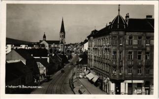 1935 Wien, Vienna, Bécs XIV. Baumgarten / street view, shops, automobiles