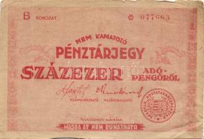 1946. 100.000AP pénztárjegy T:II+