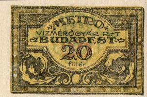Budapest 1920. "Metro Vízmérőgyár" 10f, 20f, 50f utalványa T:I Összesen 3klf db!