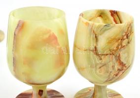 Irizáló üveg pohár készlet 6 db. (Egyiken minimális lepattanással) + váza 26 cm