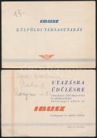1960-61 2 db IBUSZ külföldi társasutazás részvételi jegy és ismertető