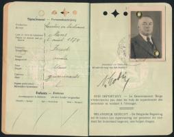 1938 Belga Királyság által kiállított fényképes útlevél, Fülöp-szigeteki bélyegzéssel / Belgian pass...