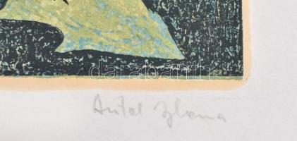 Antal Ilona (1932-2004): Pitypang. Fametszet, papír, jelzett (paszpartu által takarva), 33x22 cm