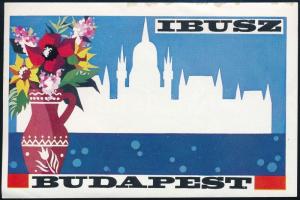 Ibusz, Budapest, ragasztható reklám címke. 10x7 cm