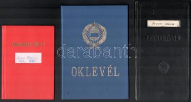 1977-1981 Rendőrtiszti Főiskola leckekönyve és oklevele + marxizmus-leninizmus tanulmányi könyv