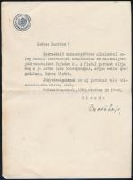 1943 Czakó Lajos (1884-?) tisztifőorvos saját kézzel aláírt levele