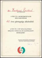 Thürmer Gyula politikus által aláírt MSZMP emléklap