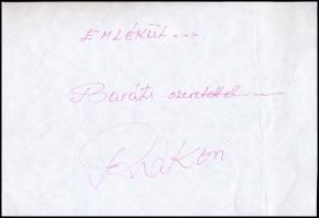 Rákosi Gyula FTC labdarúgó aláírása az őt ábrázoló kép hátoldalán