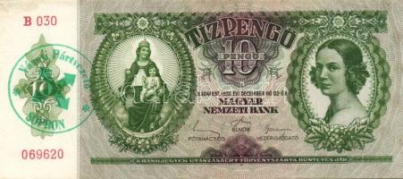 1930-41. 10P, 20P, 50P, 100P zöld "Városi Pártvezető-Sopron" bélyegzővel + zöld nyilaskeresztes fny-sal T:I,II