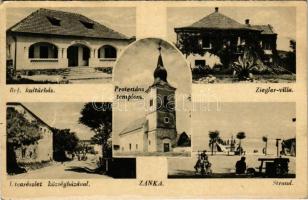 1949 Zánka, református kultúrház, protestáns templom, utca, községháza, Ziegler villa, strand (EK)